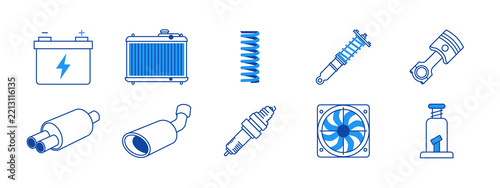 A set containing 10 auto parts icon designs. Flat vector icon.