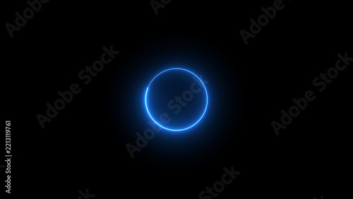 Neon circle light frame, abstract glowing round background design texture