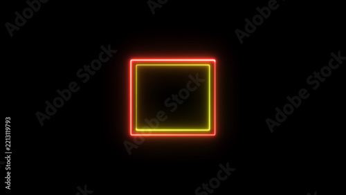 Glowing neon square frame background. neon box icon. neon glowing frame.
