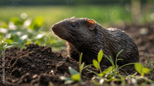 mole eating grass