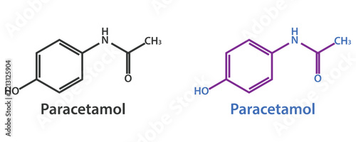 Paracetamol chemical formula icon vector, paracetamol chemical formula line icon vector in flat style isolated on white background.