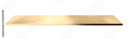 Empty Gold Metallic Table Podium Isolated on White Background for Product Display