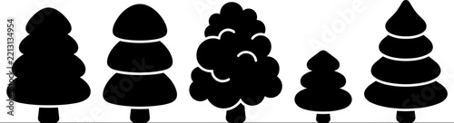 Christmas tree silhouettes collection as black vector icons on a white background