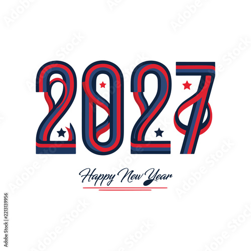 Creative Intertwined 2027 Happy New Year Typography Vector Illustration