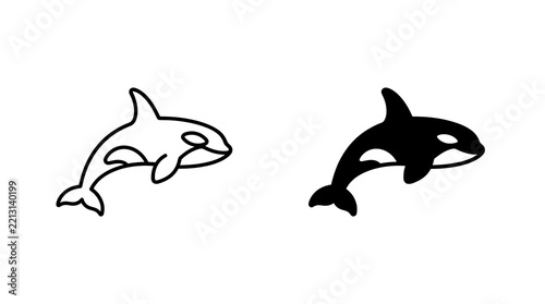 Orca whale icon set isolated on transparent background