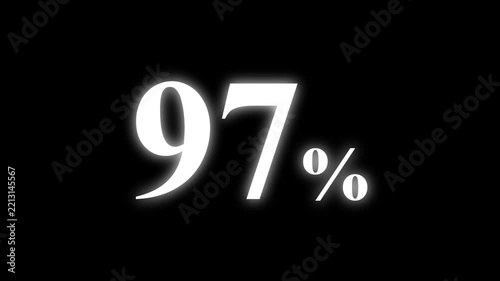 Abstract 97 percent animation on black background. percent with a transparent background. Perfect for video overlays, Rendered in high quality.