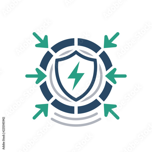 Energy Protection Shield Icon Representing Electrical Security and Power Surge Defense