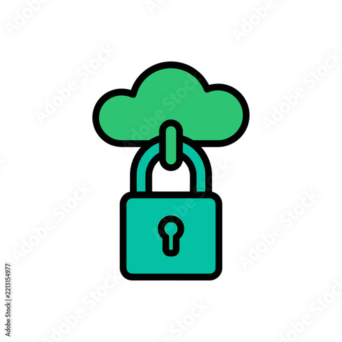 Cloud storage icon with secure padlock symbol.