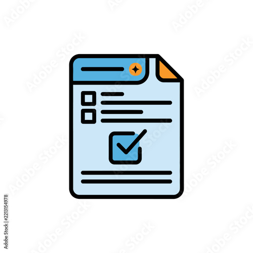 Checklist document icon with checkmark and star sparkles