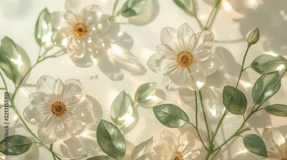 Obraz premium Transparent glass flower botanical art