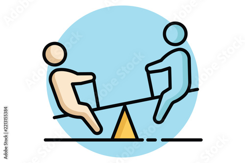 Seesaw icon. colored icon style. icon related to people. balance elements vector illustration