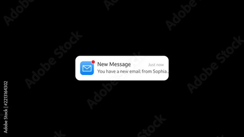 Email Push Notification Popup on Black Background