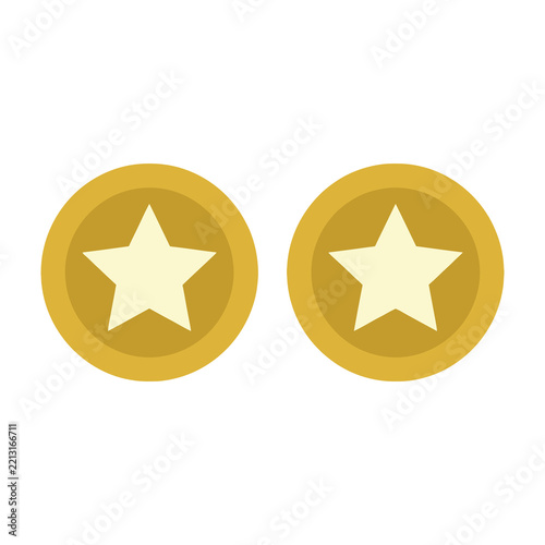 Two Gold Coins With Star Symbols Isolated On White Background For Game Rewards