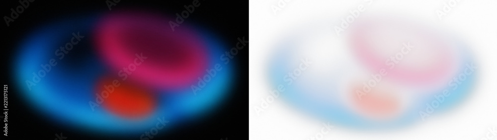 Fototapeta premium Abstract blurry color gradients with pink, red, and blue glowing shapes on black and transparent backgrounds
