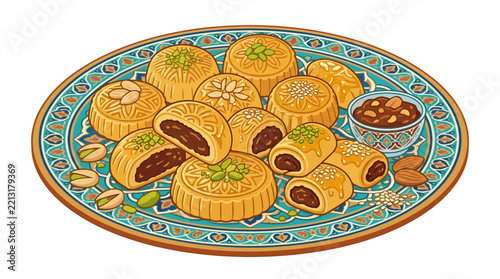 easter eggs in basket  Vector_illustration_of_tradition
