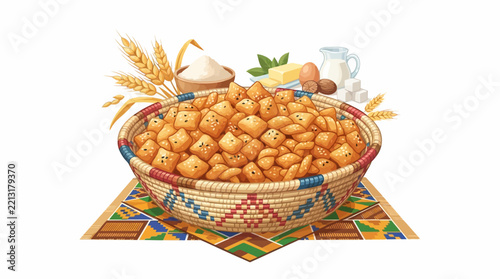 basket full of fresh vegetables Vector_illustration_of_tradition
