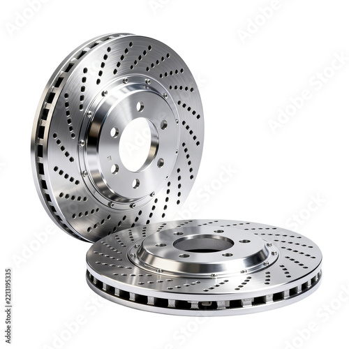 Two Perforated Vented Brake Rotors For Automotive Braking Systems