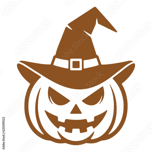 Halloween Witch Cat Face with Pointed Hat, Spooky Seasonal Vector Illustration