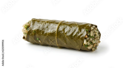 Stuffed Grape Leaf Dolma Roll Isolated on White Background