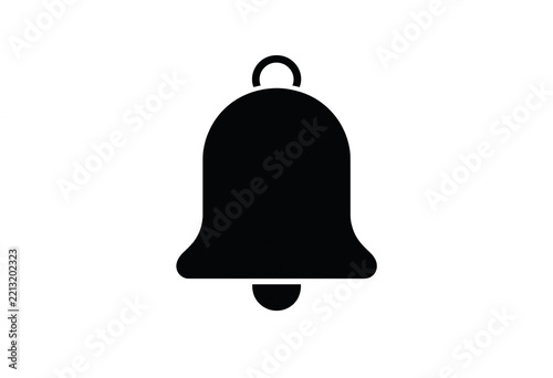 Simple black bell icon on a white background