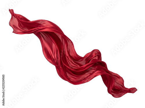 Elegant flowing red silk fabric isolated on a black background for luxury design and fashion concepts