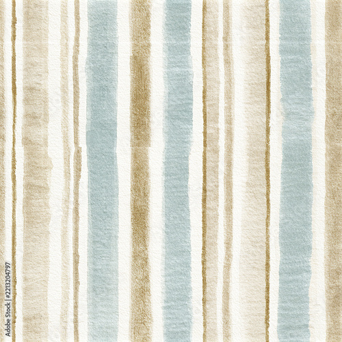 Soft vertical stripes pattern with beige and light blue watercolor texture creating calm and natural coastal vibe
