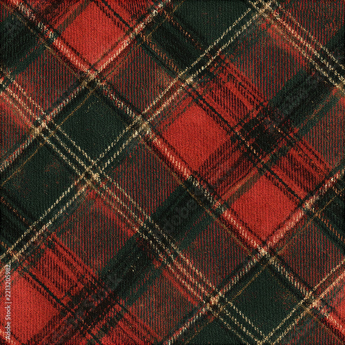 Sophisticated festive tartan seamless pattern with red and dark green plaid design for cozy textile