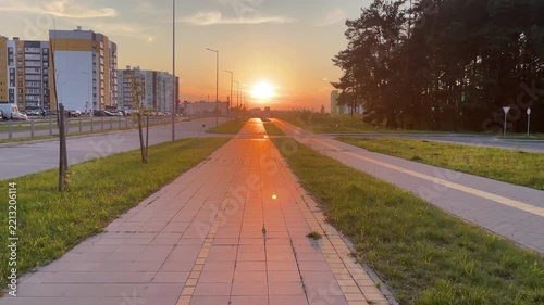 riding bicycle sunset pov in the city