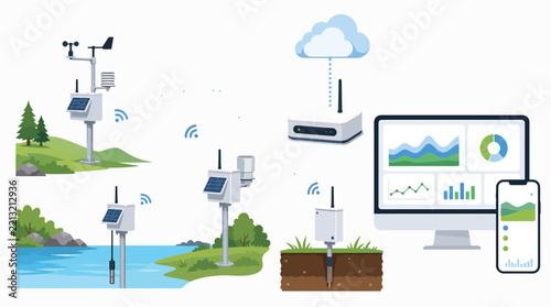 IoT environmental monitoring system with sensors and cloud analytics