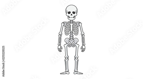 Detailed Outline Illustration of a Human Skeleton Anatomy for Educational and Scientific Purposes
