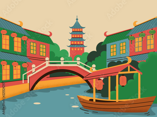 Chinatown Background Illustration Vector