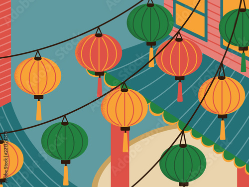 Chinatown Background Illustration Vector