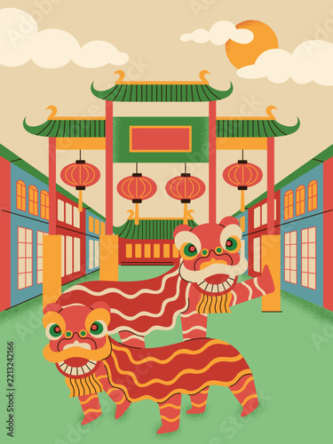 Chinatown Background Illustration Vector
