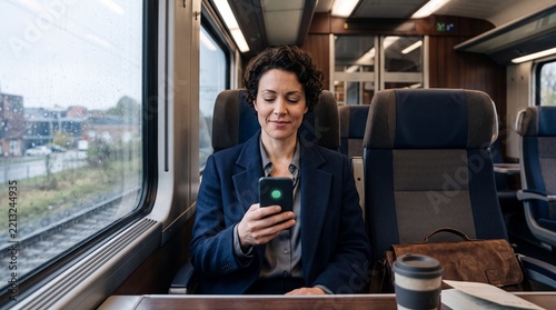 Woman on Train Relieved by Smartphone Notification