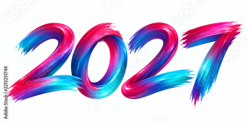 Vibrant and colorful 2027 year number rendered in a glossy, artistic brushstroke style