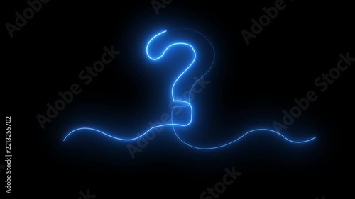 Question mark neon sign light on black background. Quiz trivia game competition. neon question mark frame for quizzes.