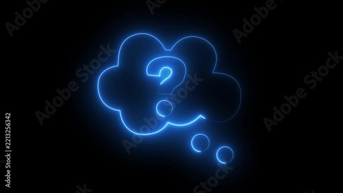 Question mark neon sign light on black background. 4k motion graphic video.