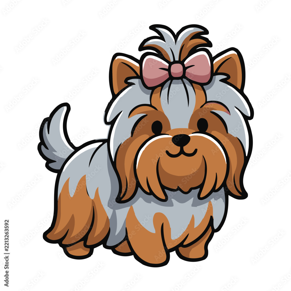 Fototapeta premium Yorkshire Terrier Yorkie Dog with Pink Bow