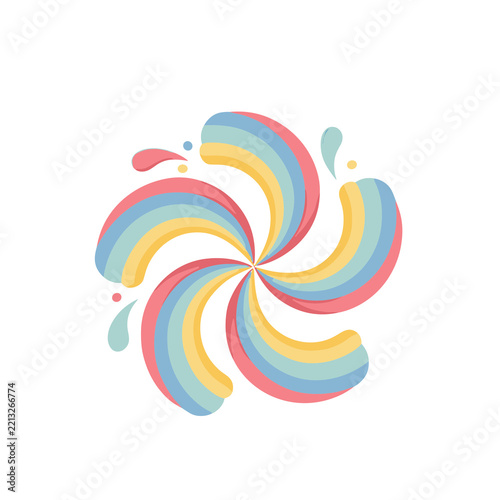 Swirling abstract shape with pastel rainbow colors