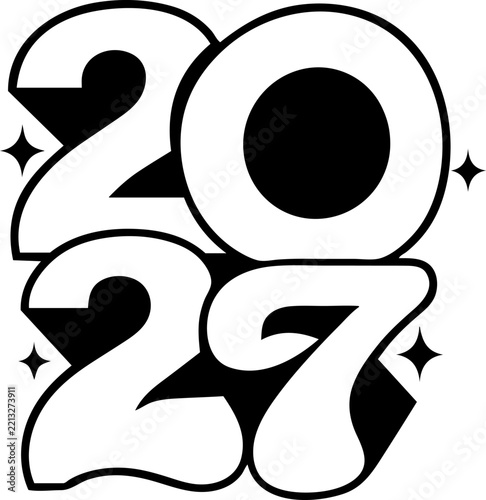 2027 New Year Typography Design with Sparkle Accents
