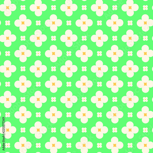 Minimalist Floral Seamless Pattern with Lime Green Background