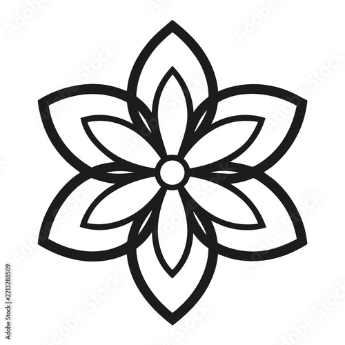 Elegant Floral Mandala Line Art Vector Icon Isolated on White Background