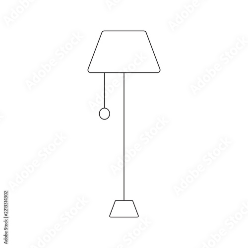 Floor Lamp Standing Light Line Icon