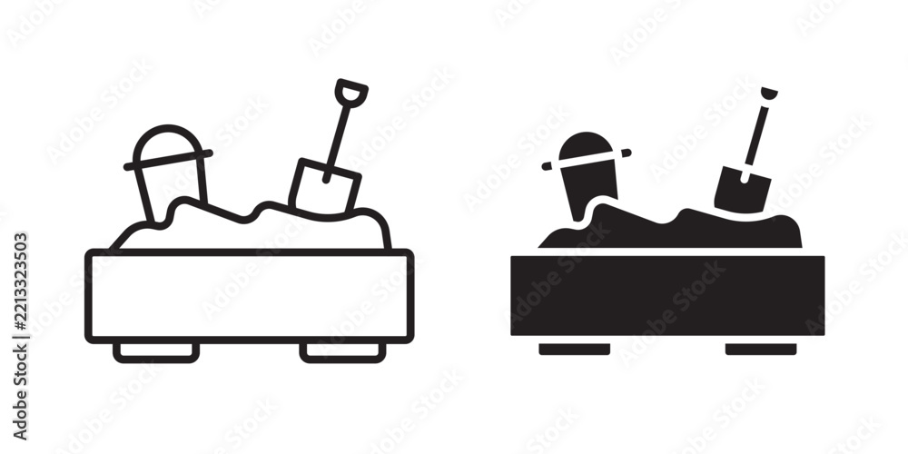 Fototapeta premium Sandbox icon flat outline in black