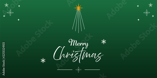 Merry Christmas Billboard with Star and Minimal Christmas Tree