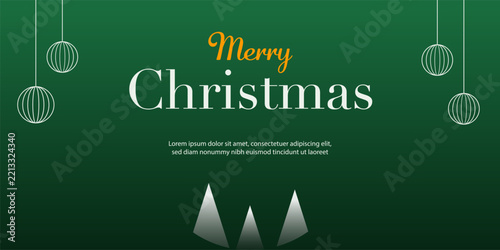 Merry Christmas Billboard with Hanging Ornaments and Trees