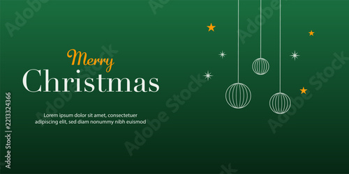 Merry Christmas Billboard with Hanging Baubles and Stars