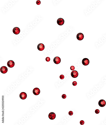 Red Shiny Metallic Scattered Rhinestones Decoration