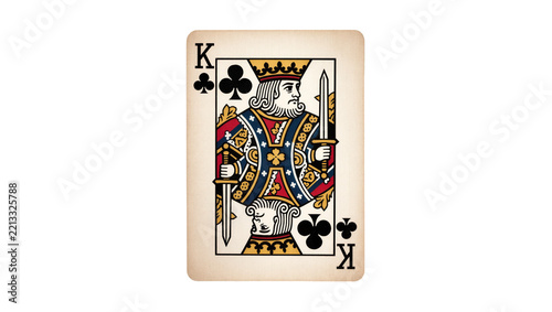 King of clubs playing card with ornate details, isolated on transparent background
