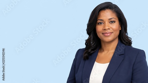 Confident Black Female Financial Planning Specialist in Professional Business Portrait with Copy Space for Investment Advisory, Banking, Wealth Management and Retirement Planning
